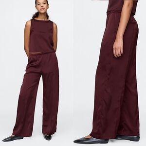 GAP Women's Wide Leg Pants - Burgundy
